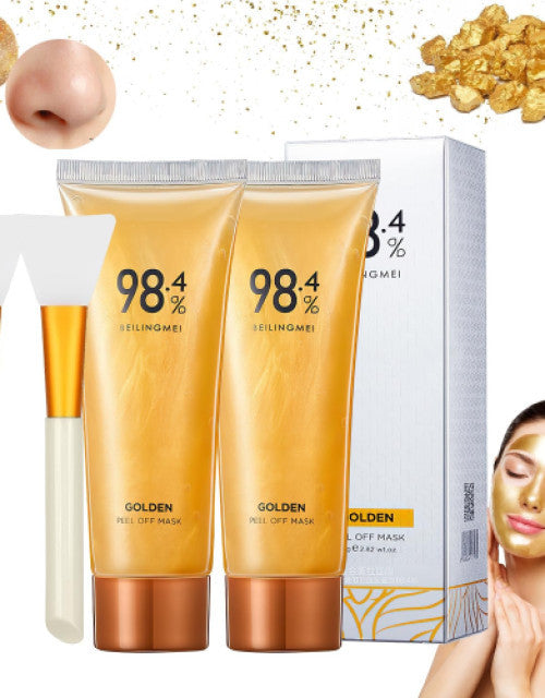 98.4% Gold Facial Mask, 24K Golden Peel Off Mask Blackhead Remover Mask ( Pack Of 2 )